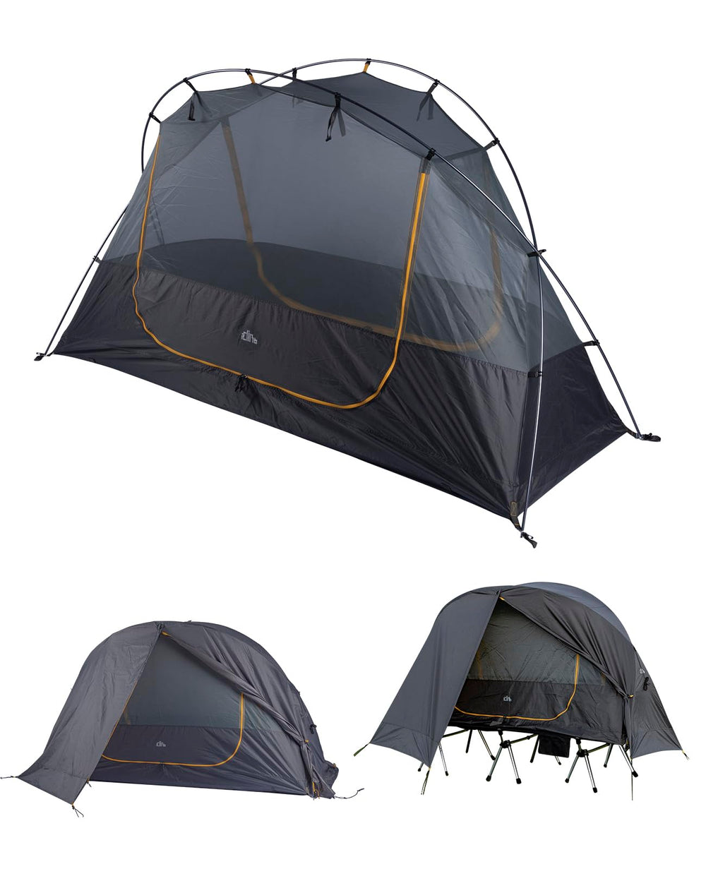 iClimb Ultralight 4-Season Solo Tent camping scene shows roomy interior for solo hikers