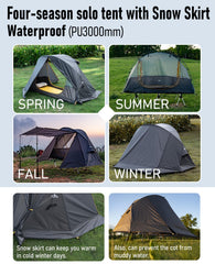 iClimb Ultralight 4-Season Solo Tent ground-off-ground setup with cot compatibility