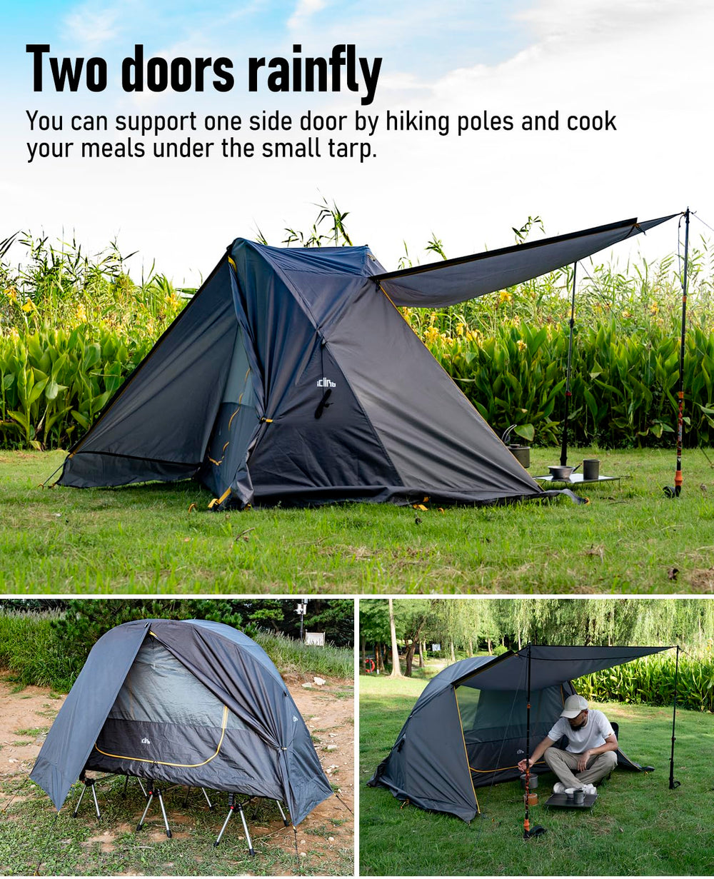 iClimb Ultralight 4-Season Solo Tent compact carry bag demonstrates portability