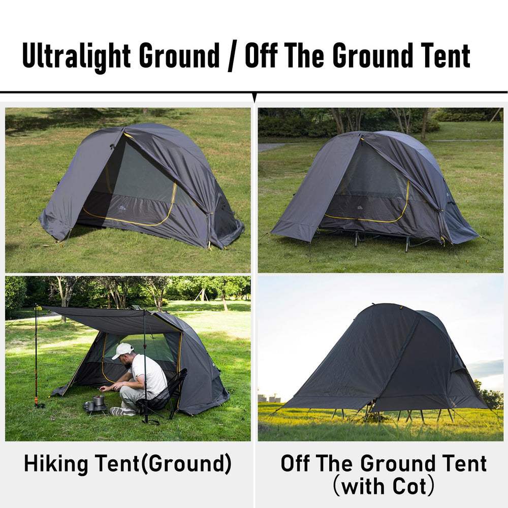 iClimb Ultralight 4-Season Solo Tent rainfly image demonstrates weatherproof shelter for rainy trips