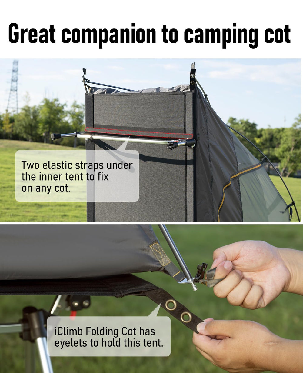 iClimb Ultralight 4-Season Solo Tent vestibule cooking area for outdoor meals
