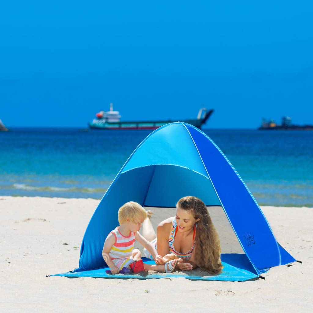 iCorer blue sun shelter with large mesh window for airflow