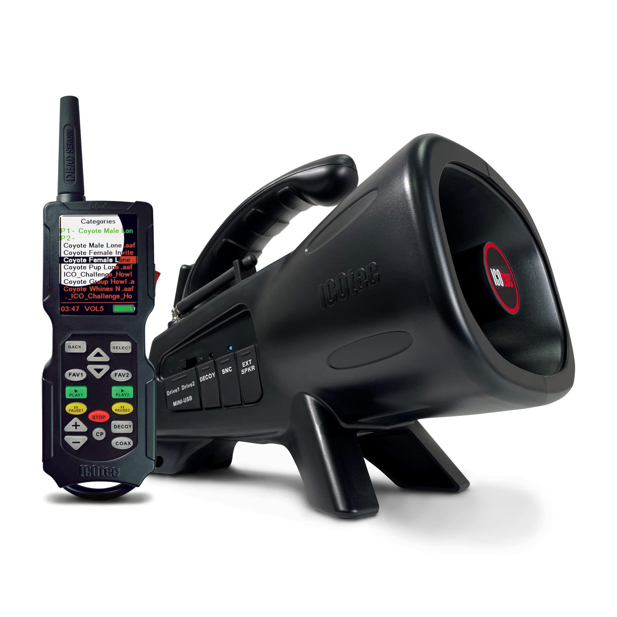 Icotec Night Stalker remote: reliable field control for long-range predator calls.