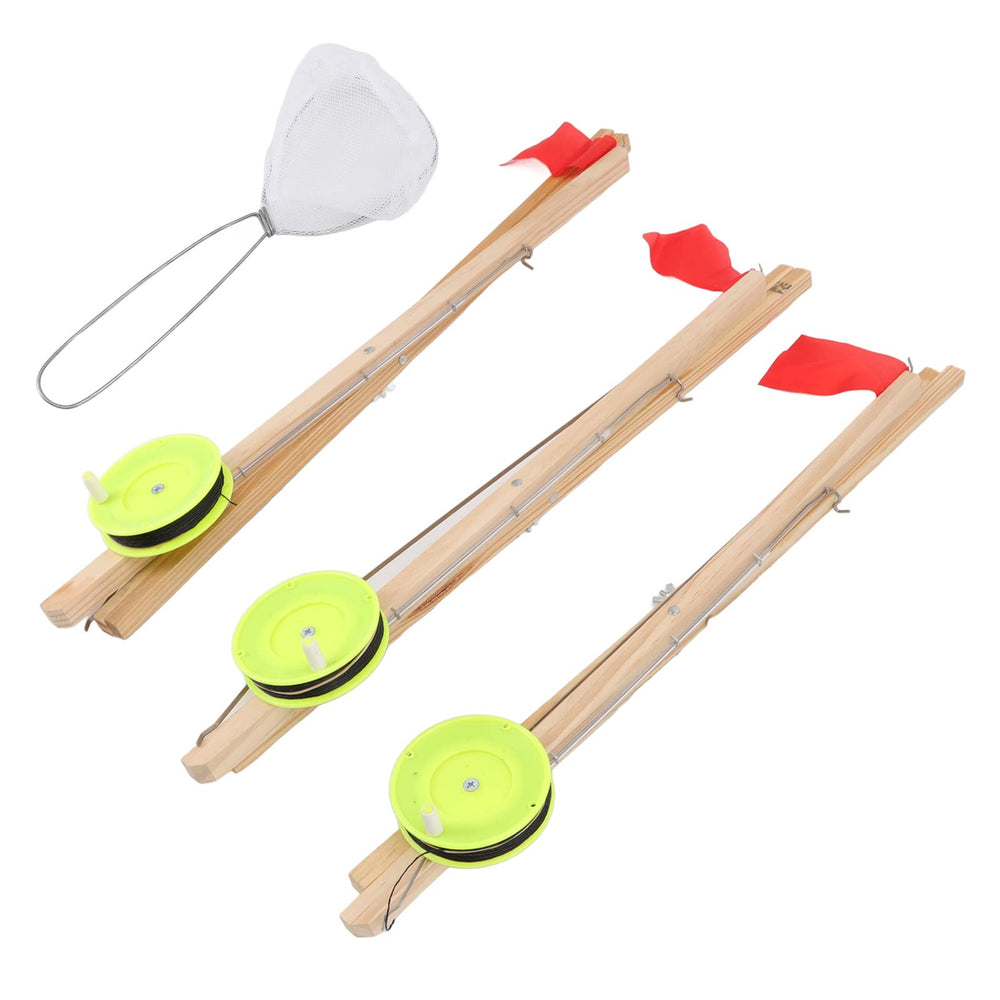 ICRPSTU ice fishing flag set with three flags for reliable ice signaling