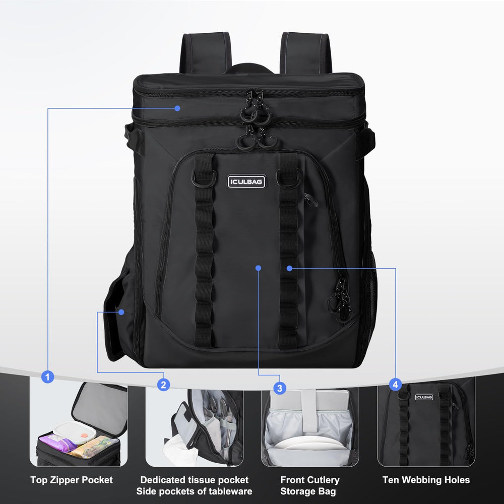 iculbag backpack-comfort-shoulder-waist-pads support all-day wear during hikes.