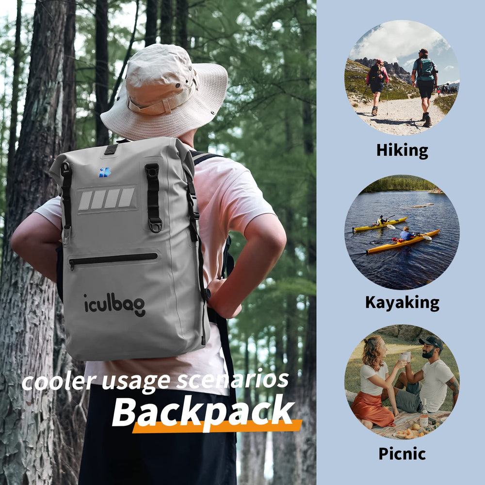 Reflective strip on the iculbag Backpack Cooler enhances visibility at night