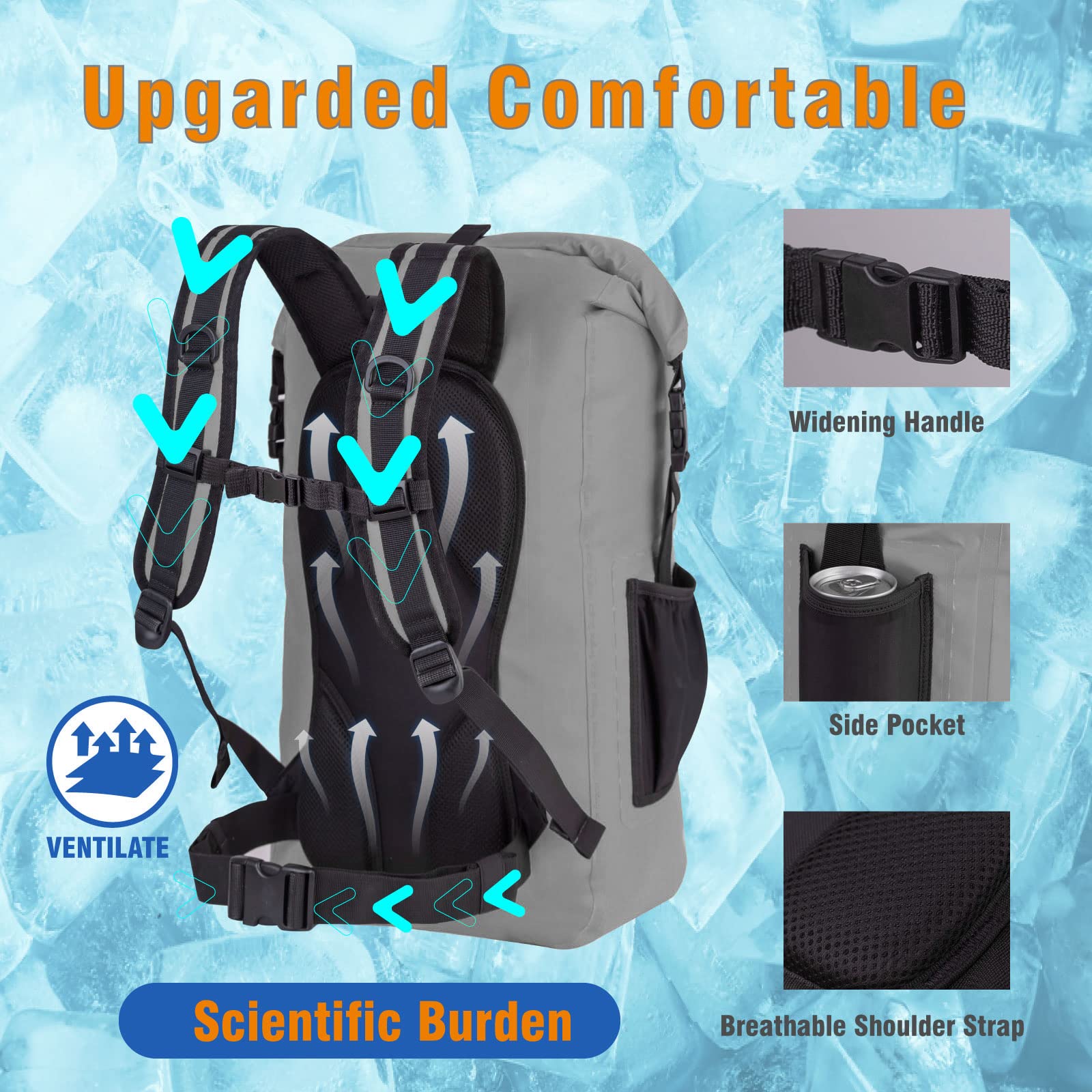 Side pocket on the iculbag Backpack Cooler stores beverages for easy access