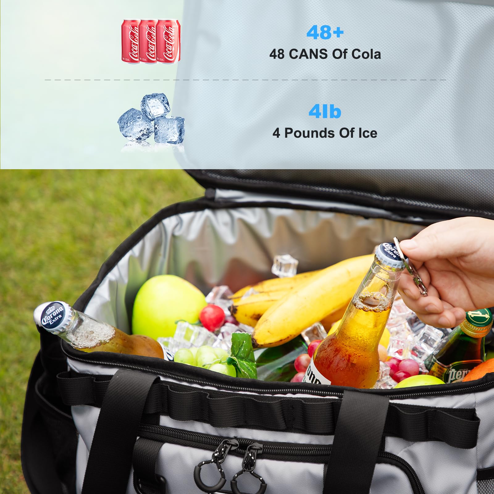 Iculbag insulated lunch bag gray beach picnic scene highlighting versatile use