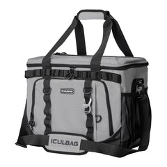 Iculbag insulated lunch bag gray front view showing roomy main compartment for meals