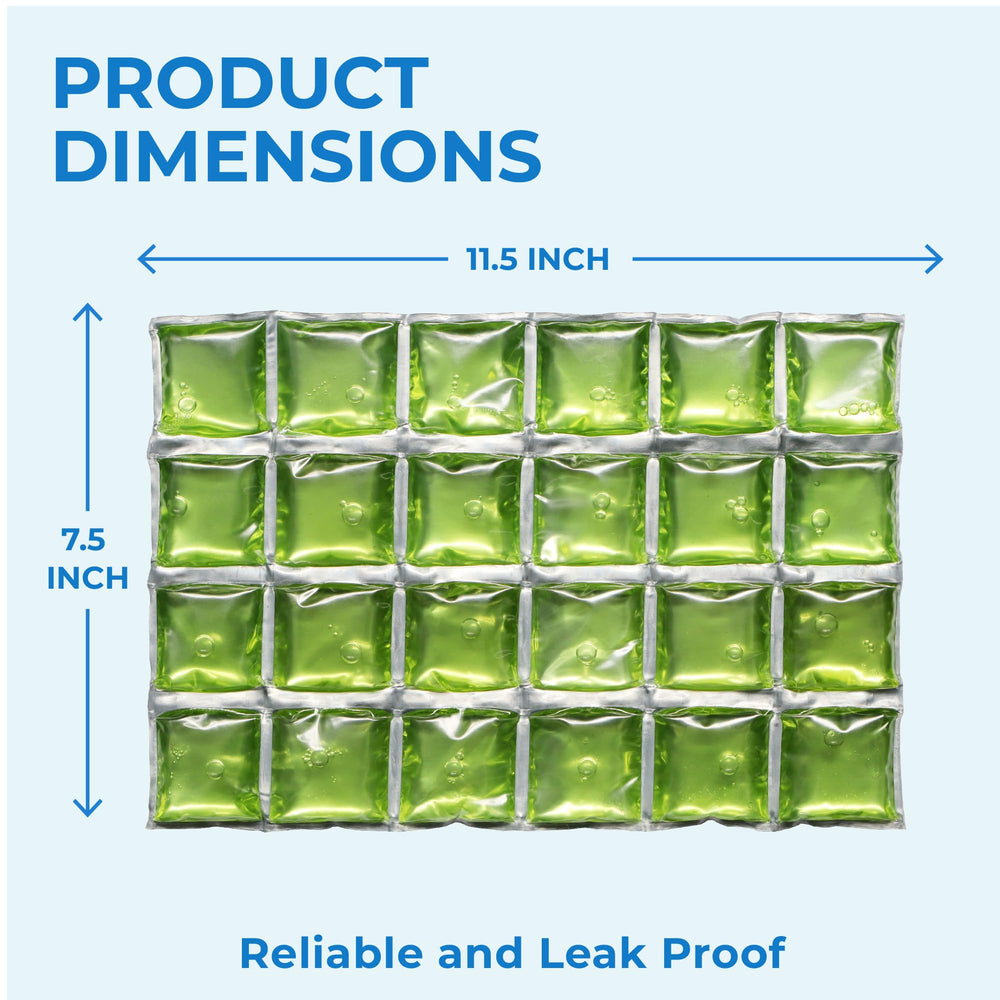 ICY-COOLS green ice pack in camping cooler shows long-lasting outdoors cooling.