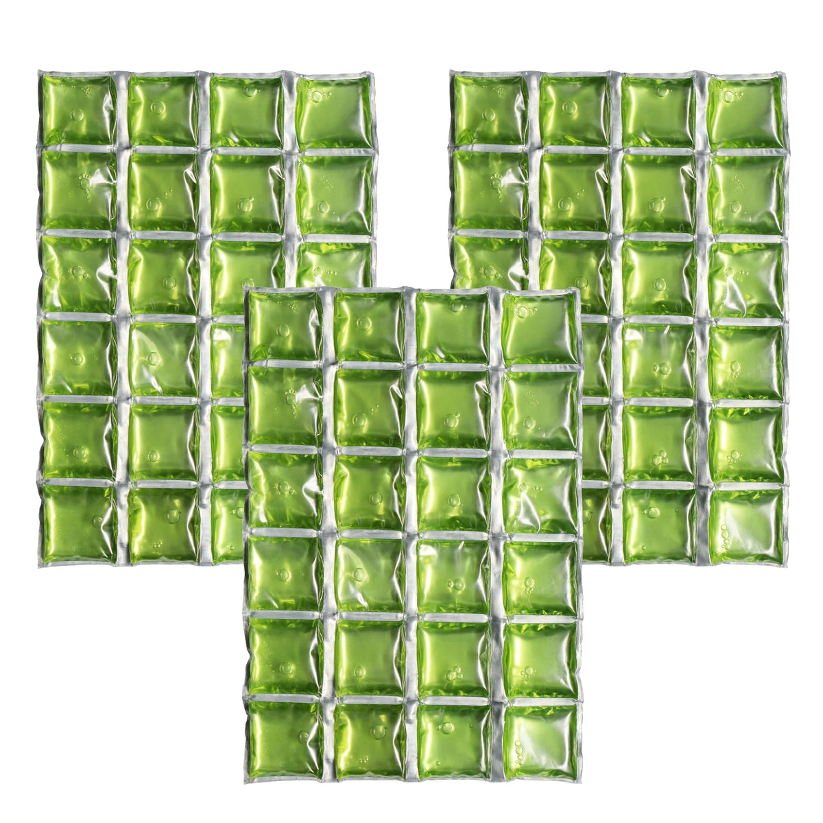 ICY-COOLS reusable ice pack flat 10x15 green, front view keeps cooler foods cold longer.