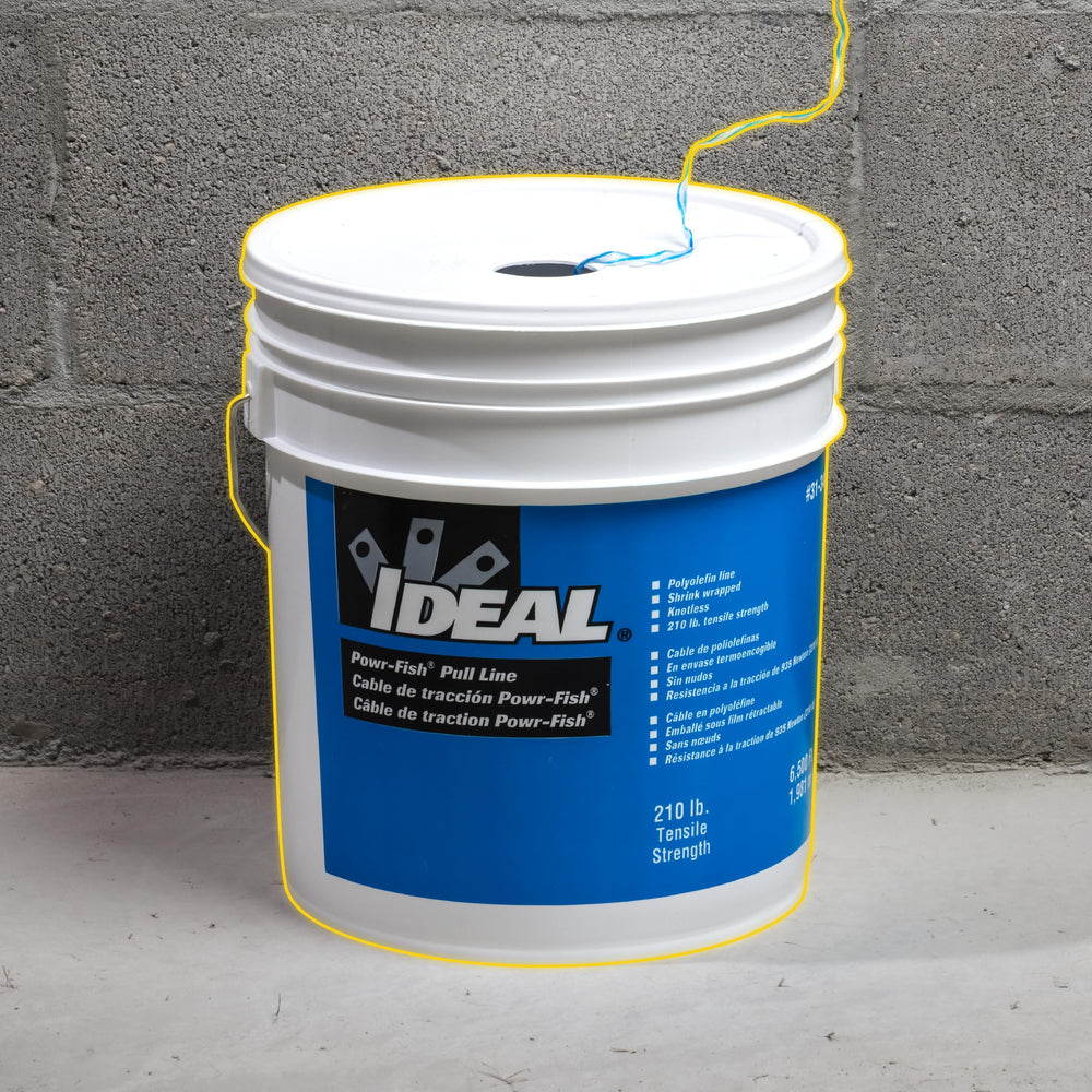 Bucket with pre-punched top keeps access tidy