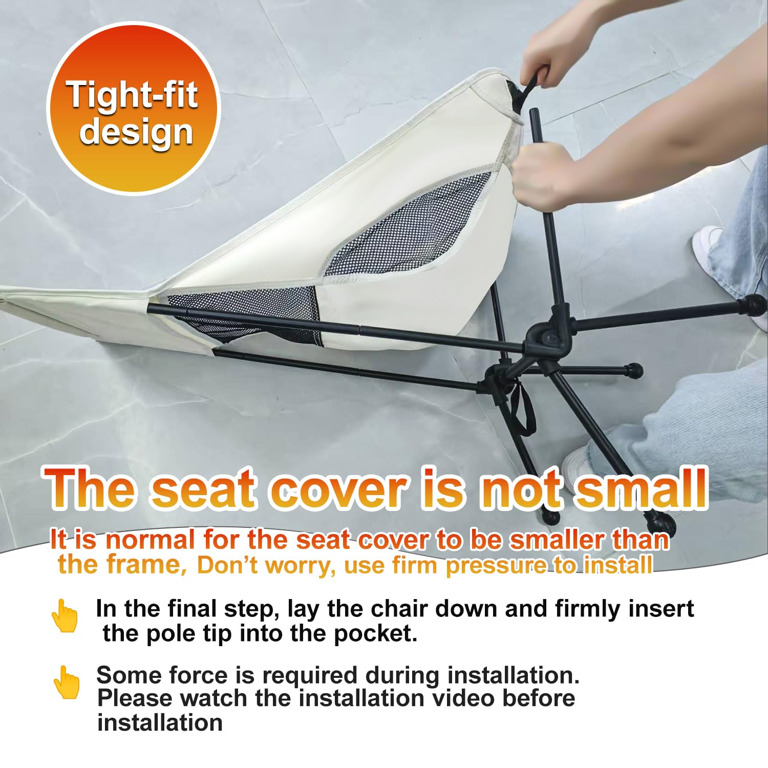 IEJ Ultralight High-Back Chair with anti-sag feet stabilizing on sand