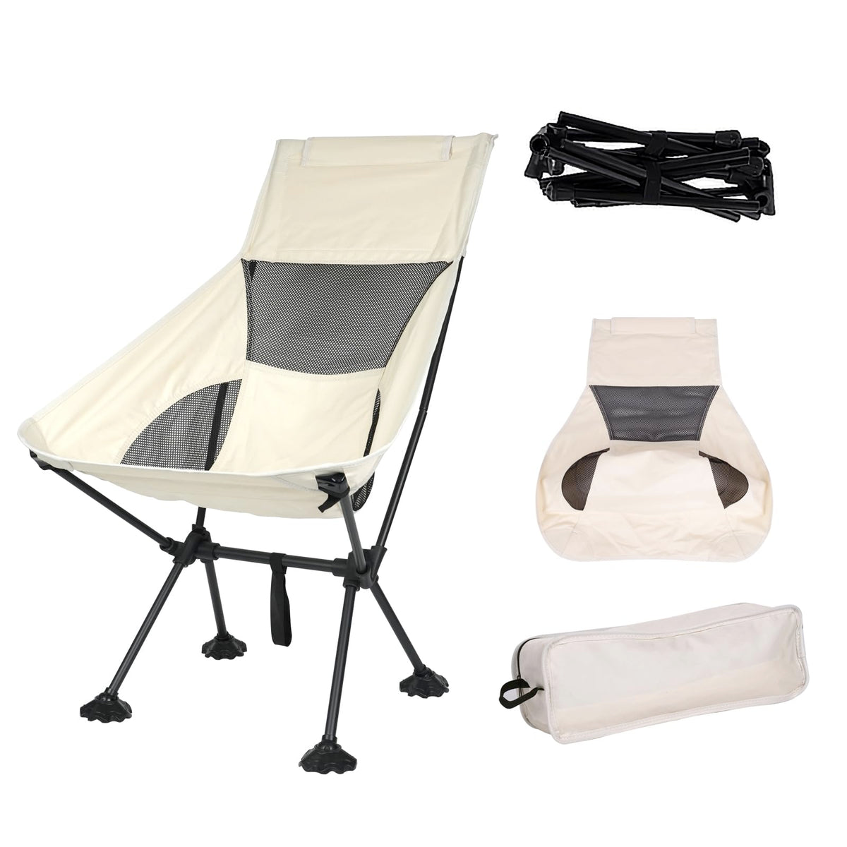 IEJ Ultralight High-Back Chair setup at campsite showing quick seating