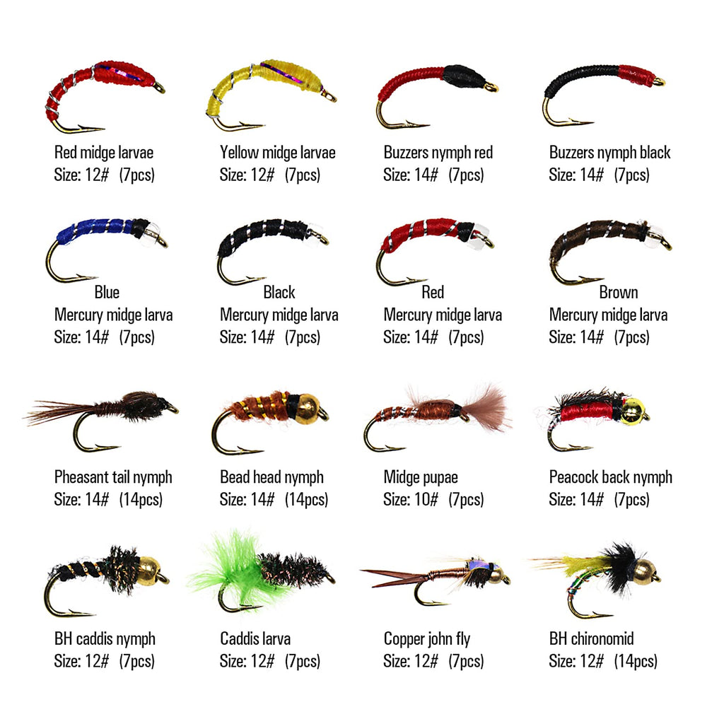 ievei 133pcs trout fly lures suitable for lakes, rivers, and ponds