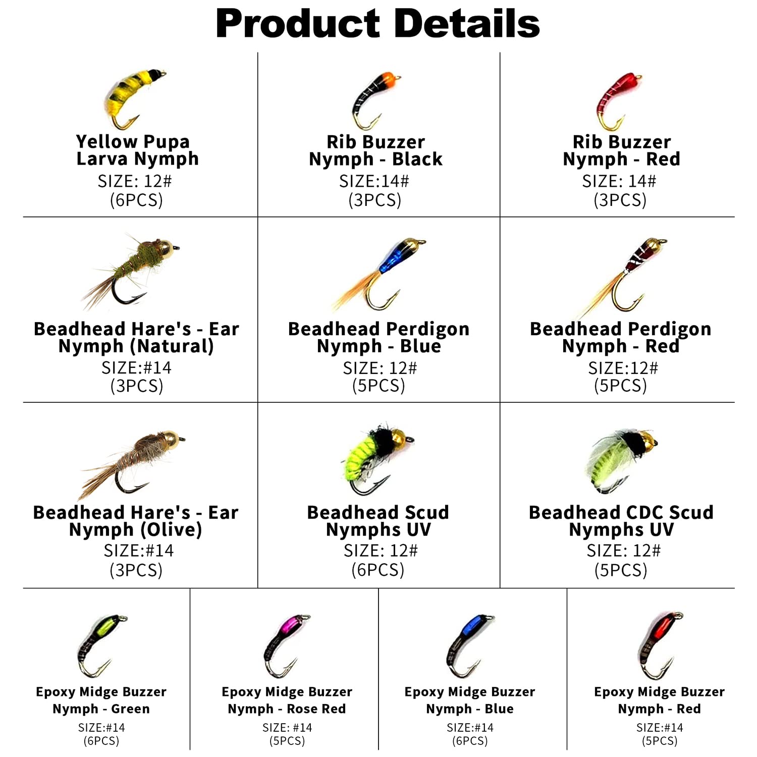 Trout fishing flies set – Scud and Midge patterns