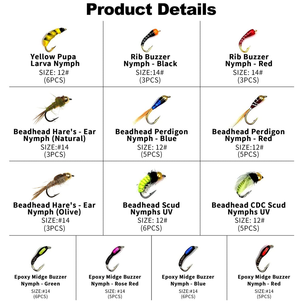 Trout fishing flies set – Scud and Midge patterns