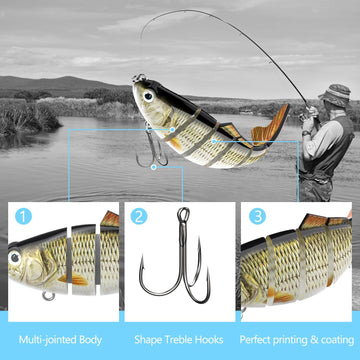Jointed swimbaits with realistic eyes for bass, trout and more