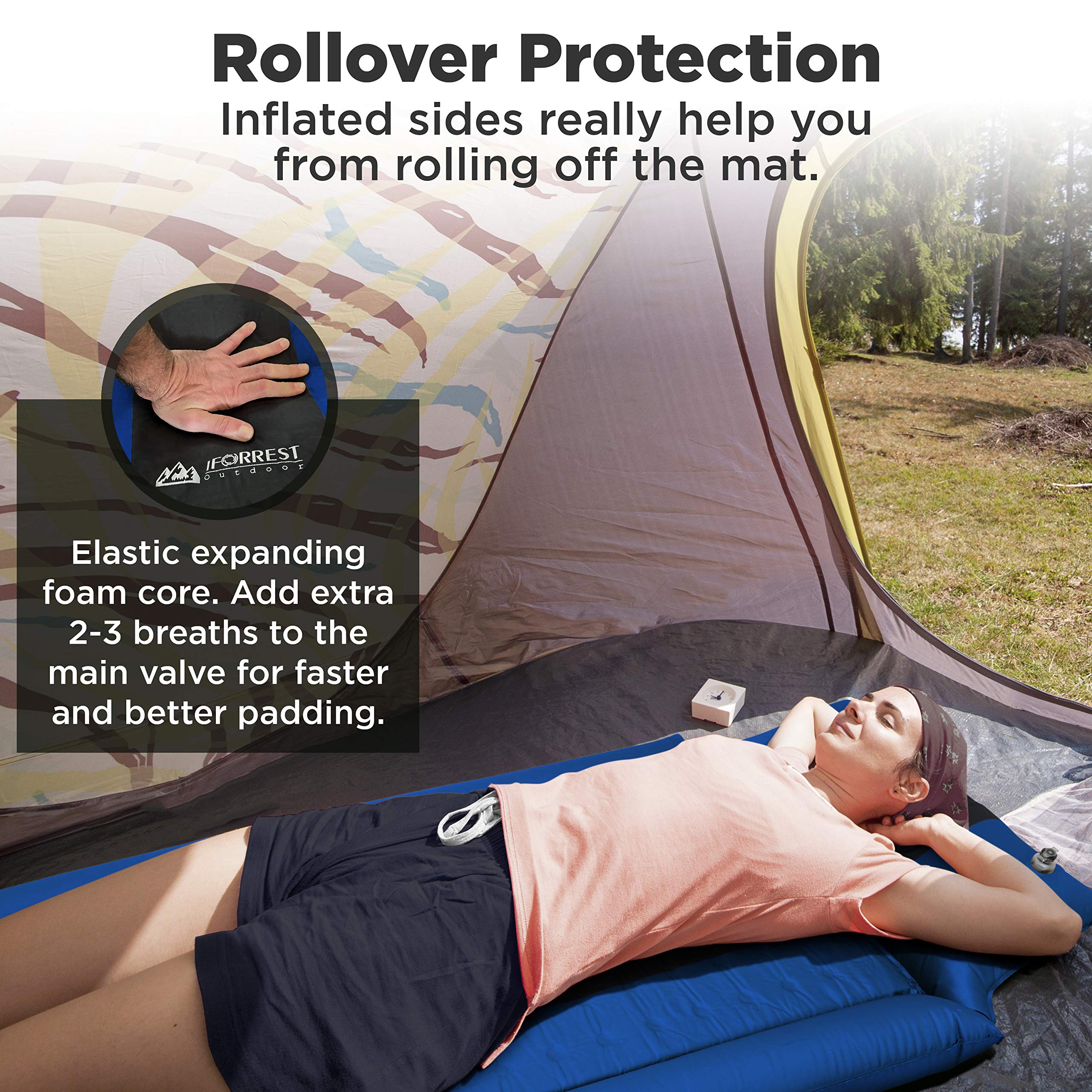 IFORREST built-in armrests and adjustable pillow improve sleeping posture.