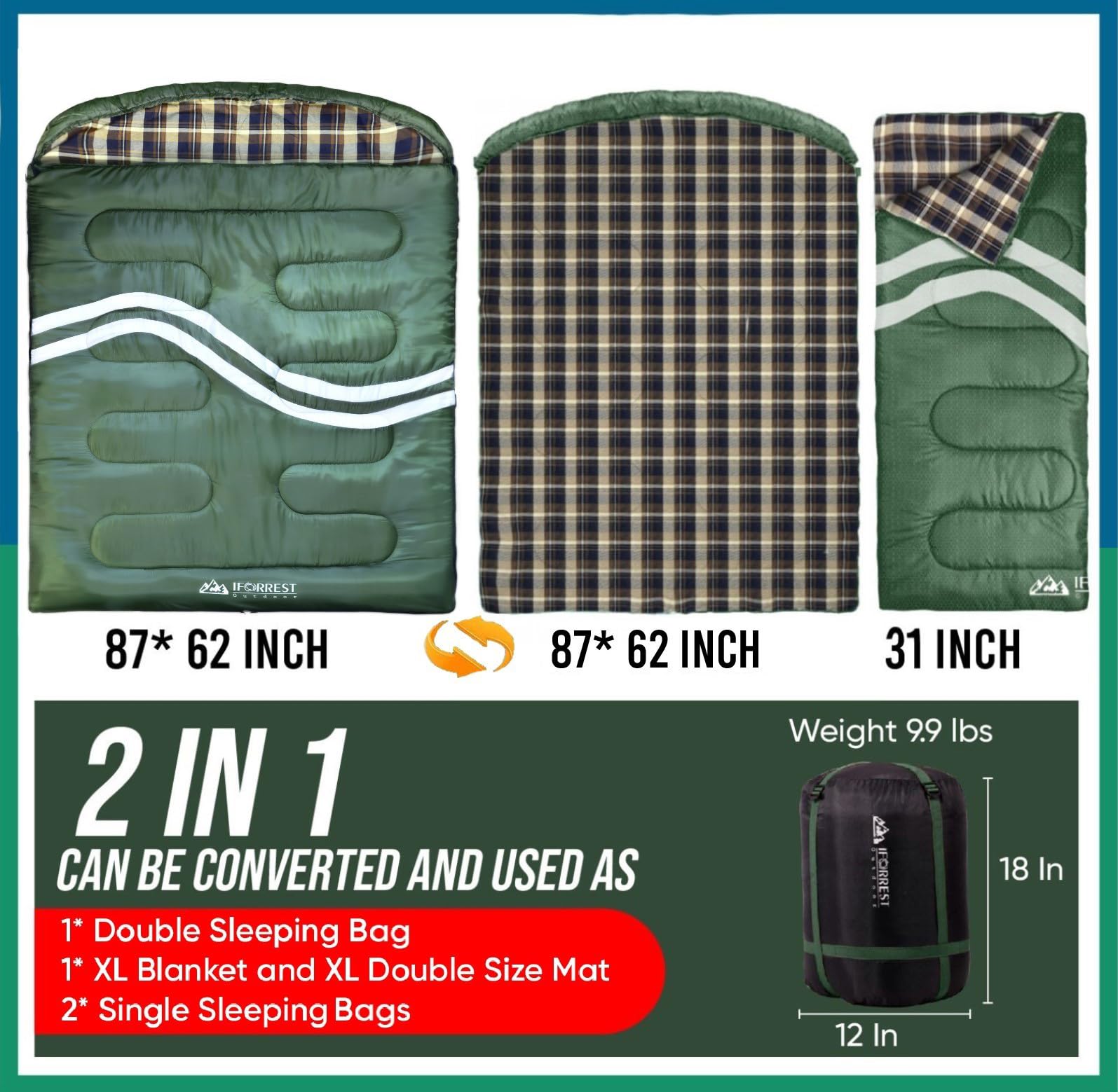 IFORREST durable wide compression sack makes packing and transport easy