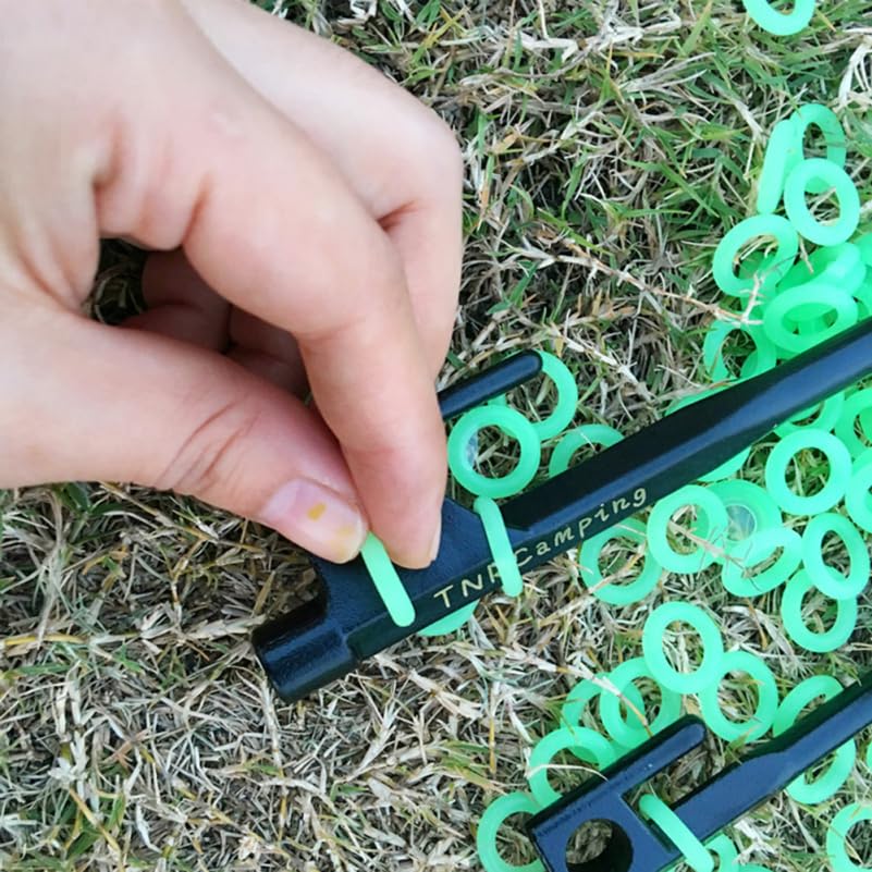 Ifundom night glow tent stake ring highlights stakes against ground, reducing tripping risk