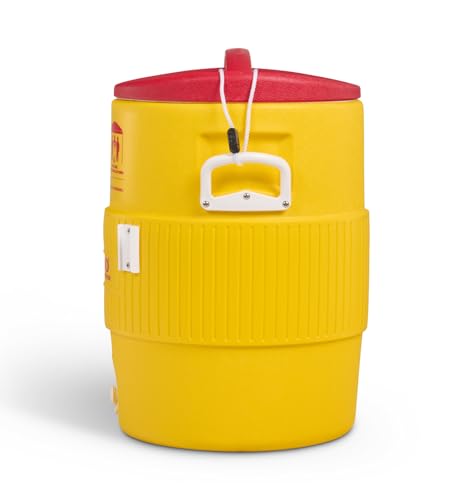 Igloo cooler with white body built for rugged outdoor sites