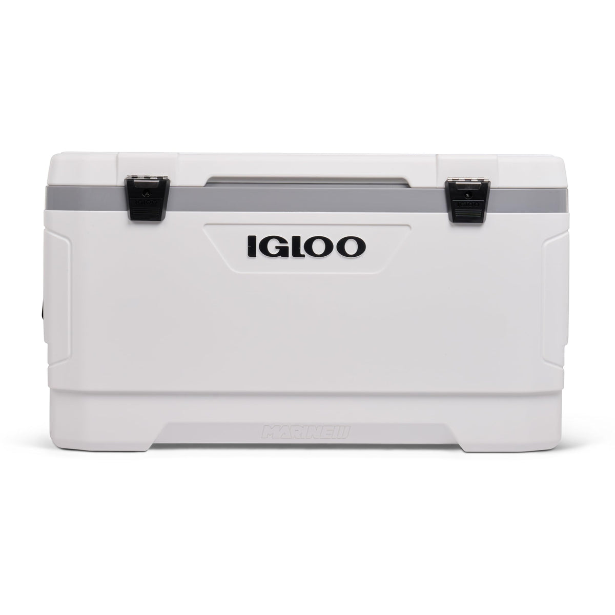 Igloo 100 Qt Latitude Marine Cooler front view shows rugged, UV-protected shell for outdoor use.