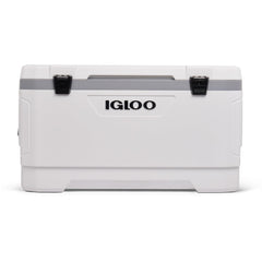 Igloo 100 Qt Latitude Marine Cooler front view shows rugged, UV-protected shell for outdoor use.