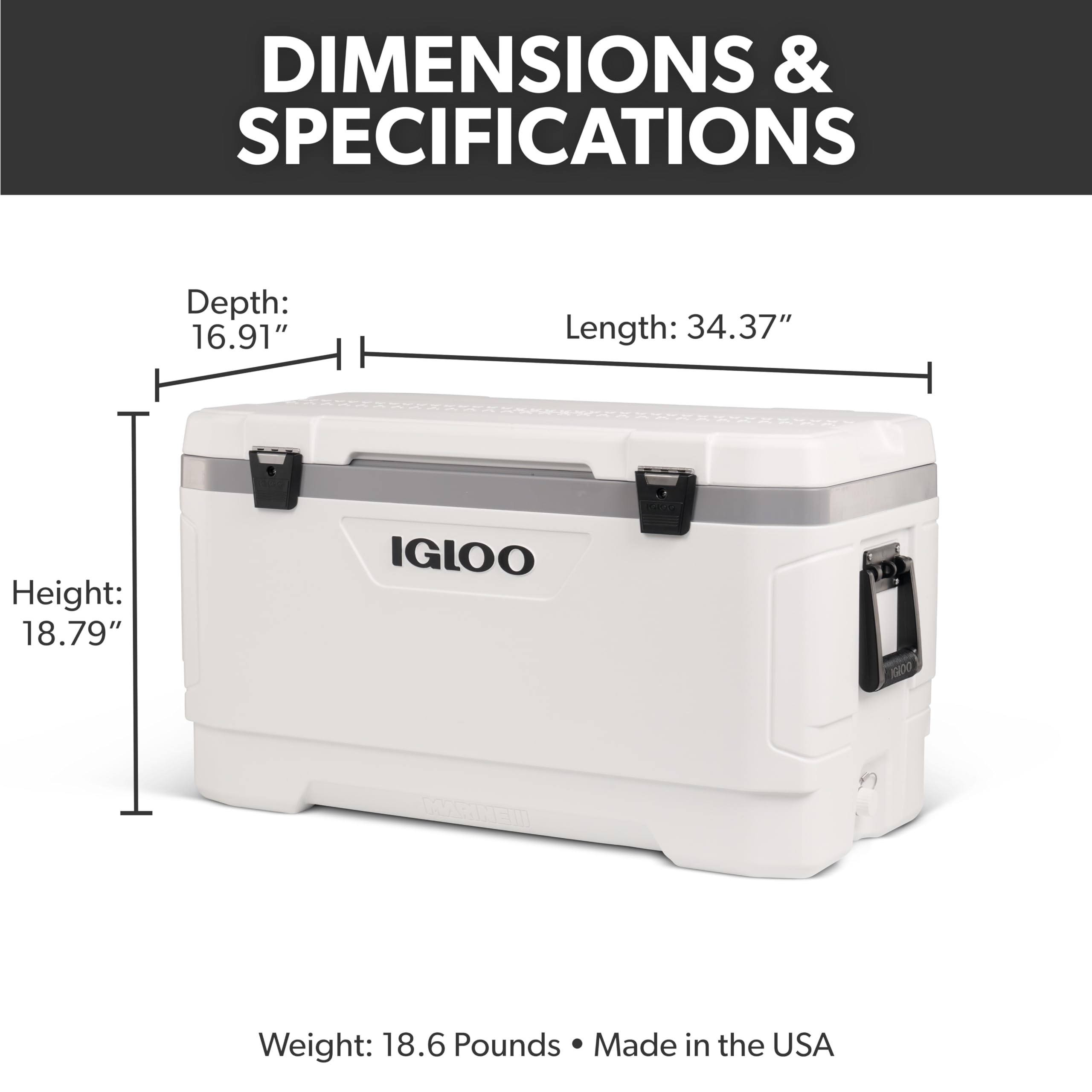 Igloo Latitude Marine cooler with tie-down points ready for secure transport.