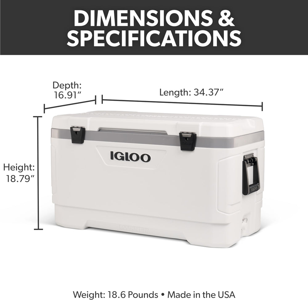 Igloo Latitude Marine cooler with tie-down points ready for secure transport.
