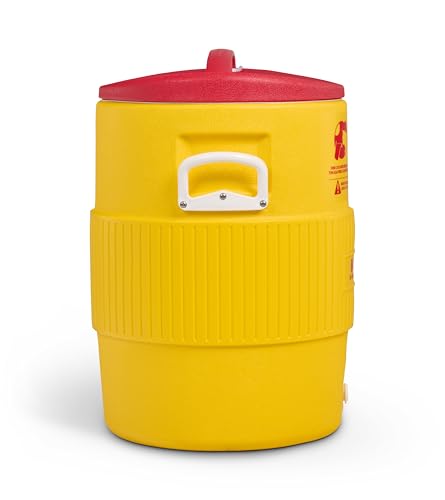 Igloo 10Gal water jug with spigot for controlled dispensing.