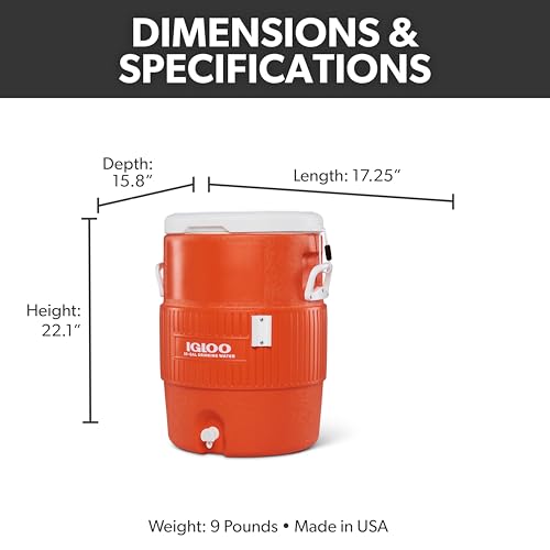 Igloo insulated beverage dispenser keeps drinks ready for quick serving.