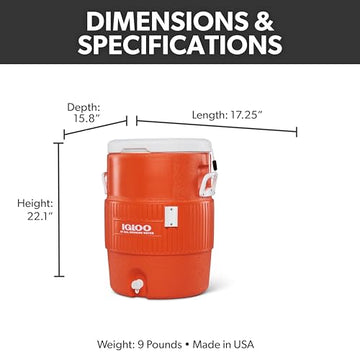 Igloo insulated beverage dispenser keeps drinks ready for quick serving.