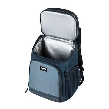 Igloo 18 Can Evergreen Blue Backpack open-top view reveals roomy insulated space
