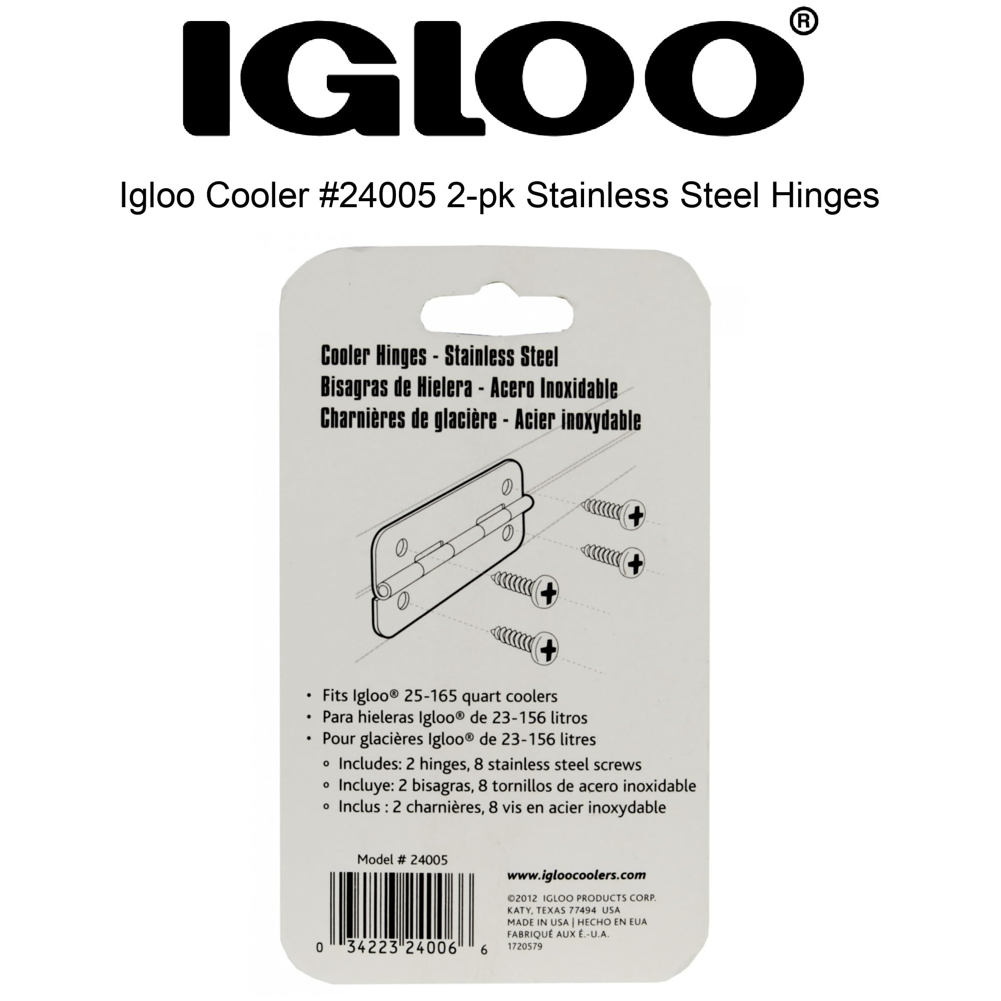 Fits most Igloo rectangular coolers 25-165 quarts for versatile use.