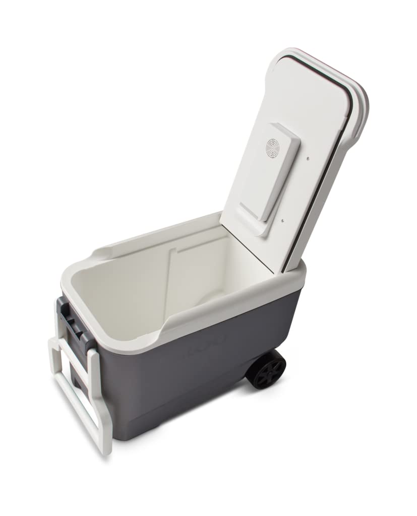 Igloo 35 Qt Versatemp cooler features durable wheels and tow handle.