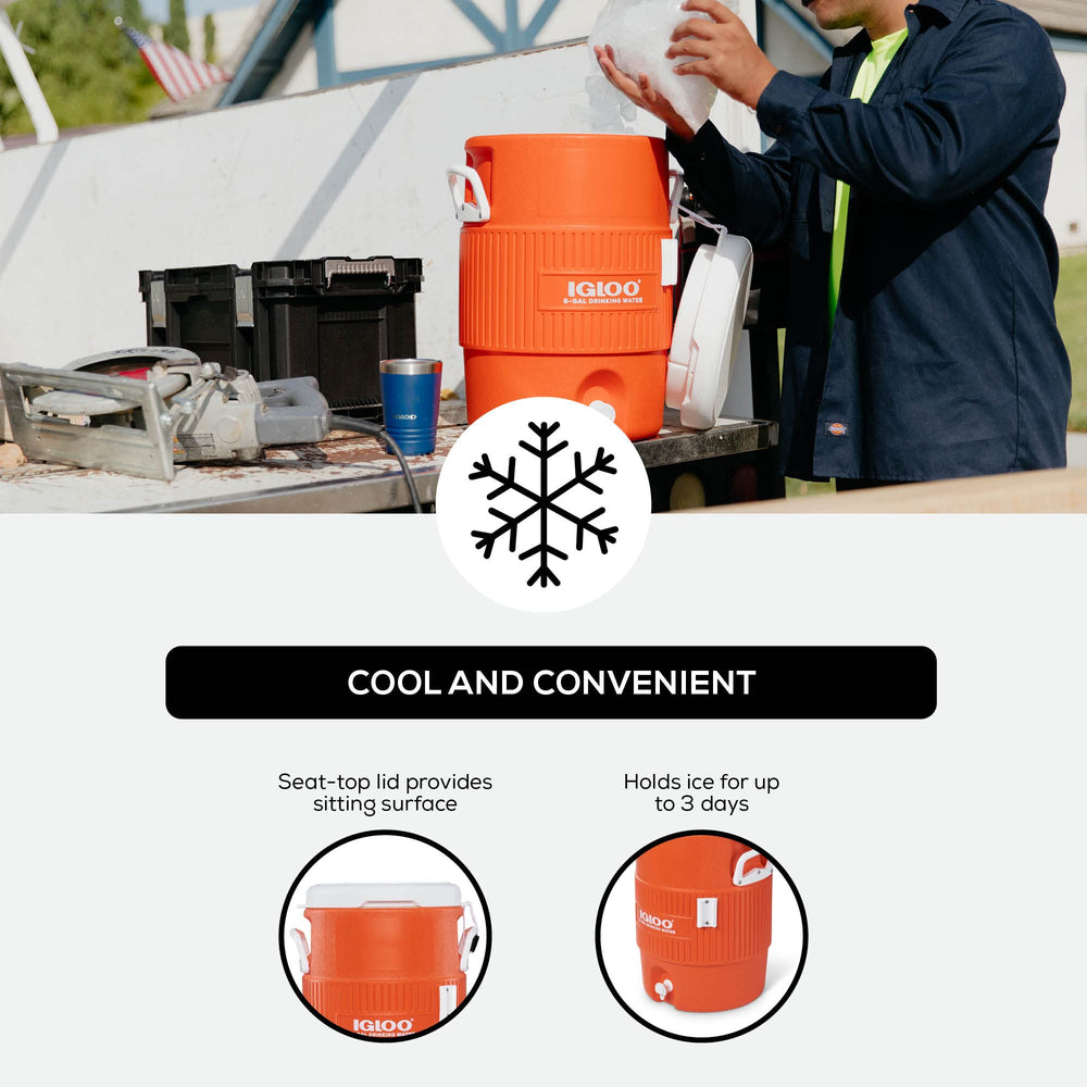 Bright orange white design helps guests locate beverages quickly.