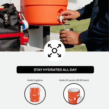 Igloo cooler with UV inhibitors resists sun damage during outdoor events.