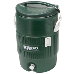 Igloo Beverage Cooler 5 gal green on the job site keeps water cold.