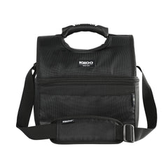 Igloo Black Evergreen 16 Can SoftSided Gripper Bag front view emphasizes portable cooling and rugged exterior.