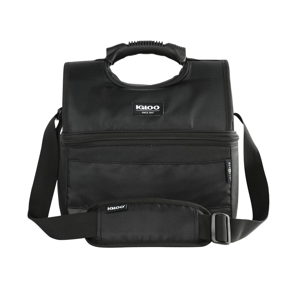 Igloo Black Evergreen 16 Can SoftSided Gripper Bag MaxCold insulation highlights cooling power.