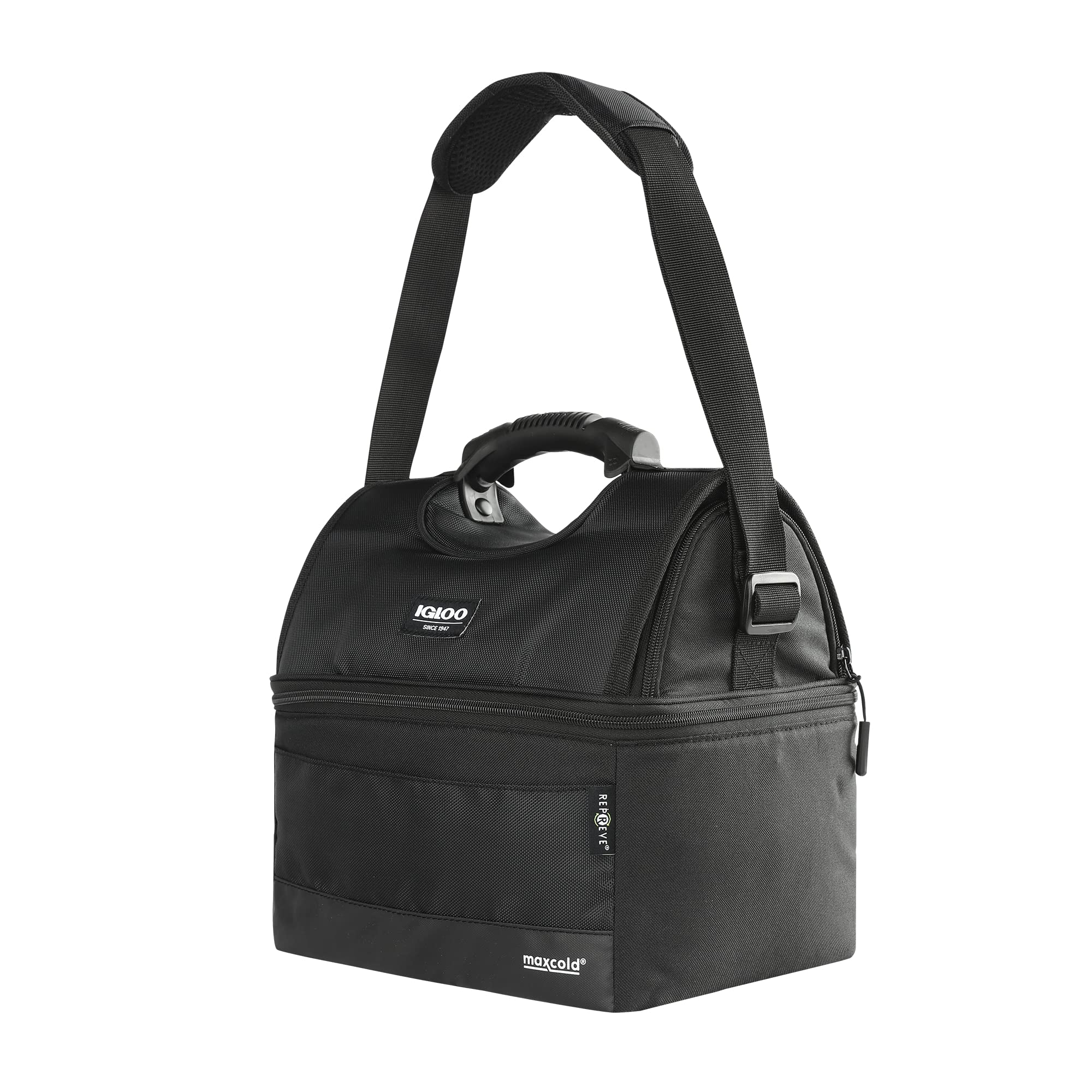 Igloo Black Evergreen 16 Can SoftSided Gripper Bag poly exterior demonstrates durability.