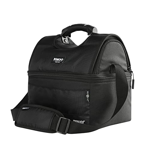Igloo Black Evergreen 16 Can SoftSided Gripper Bag side view shows durable construction for outdoors.