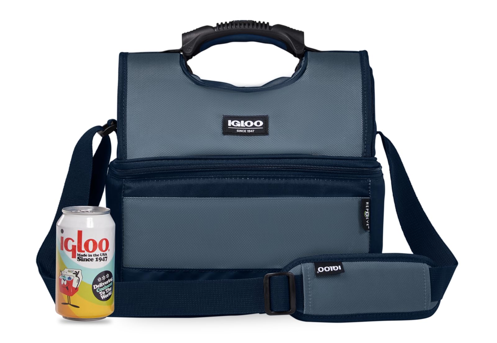 Igloo Blue Evergreen carry handle enables comfortable transport.