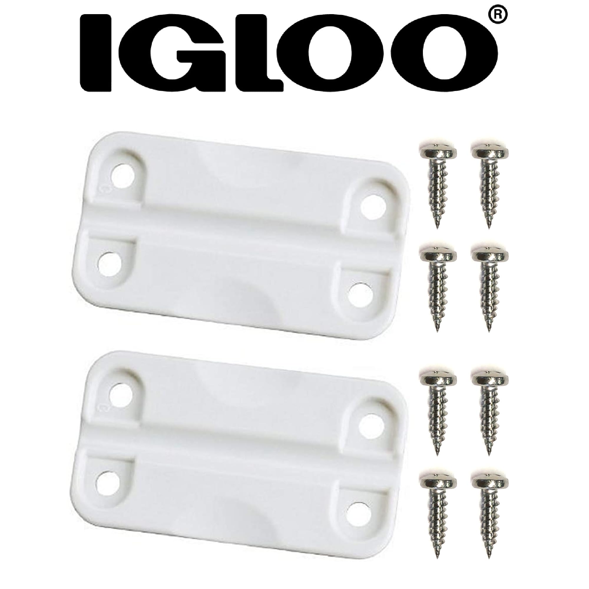 Rugged Igloo hinges designed to endure frequent cooler lid openings.