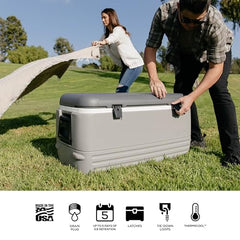 Igloo Gray Polar 120 Qt Cooler interior reveals stain- and odor-resistant liner.