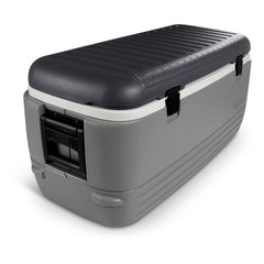 Igloo Gray Polar 120 Qt Cooler lid with UV inhibitors protects contents from sun damage.