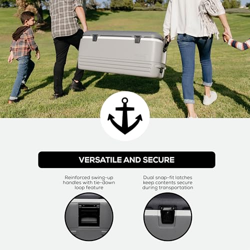 Igloo Gray Polar 120 Qt Cooler side panel shows rugged construction for travel.
