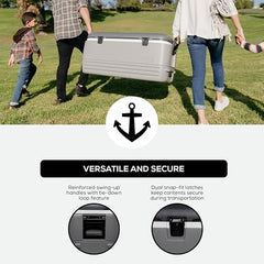 Igloo Gray Polar 120 Qt Cooler side panel shows rugged construction for travel.