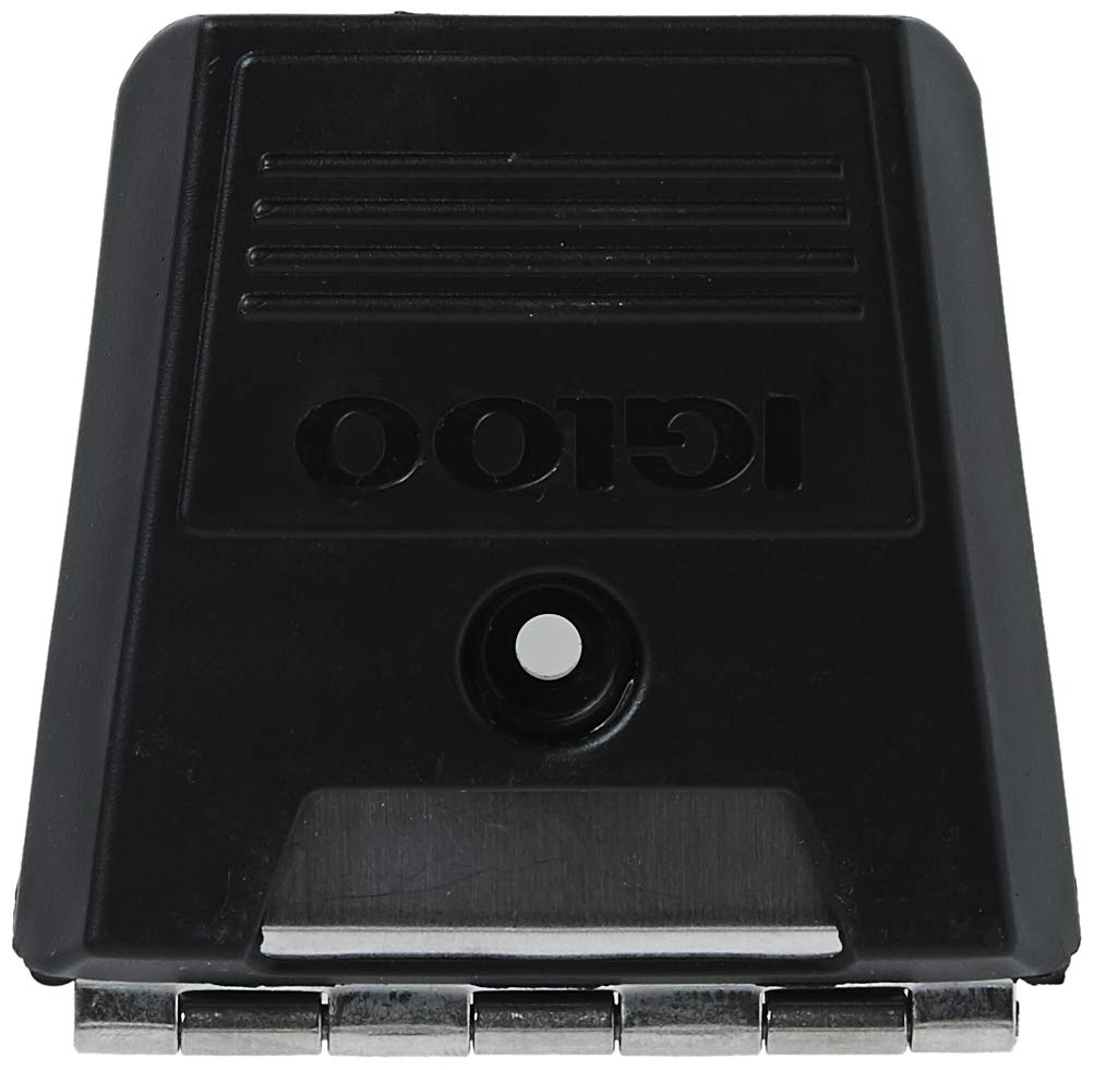 Igloo hybrid latch beveled edge demonstrates reduced breakage risk during use.